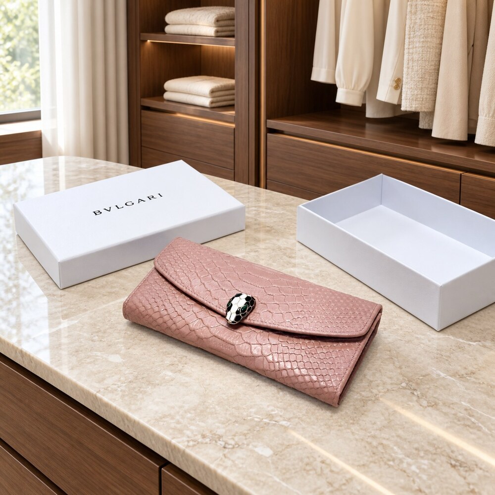 Bvlgari Serpenti Forever Python Skin Long Wallet